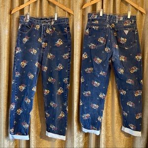 VINTAGE GUESS FLORAL HIGH WAISTED JEANS